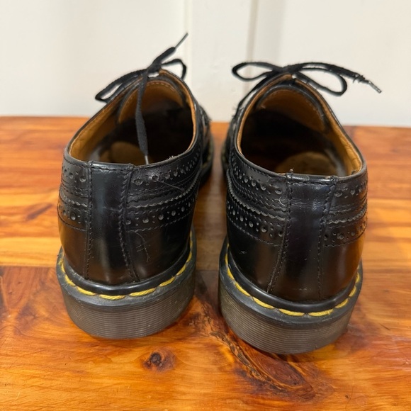 Dr Martens 3989 Brogue Yellow Stitch Smooth Leather Black Loafers main image 5